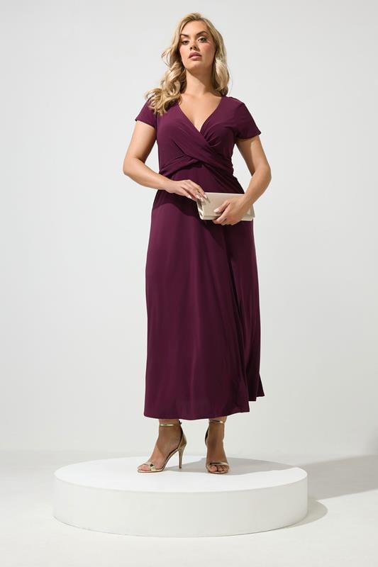 YOURS LONDON Plus Size Purple Twist Front Dress | Yours Clothing 1