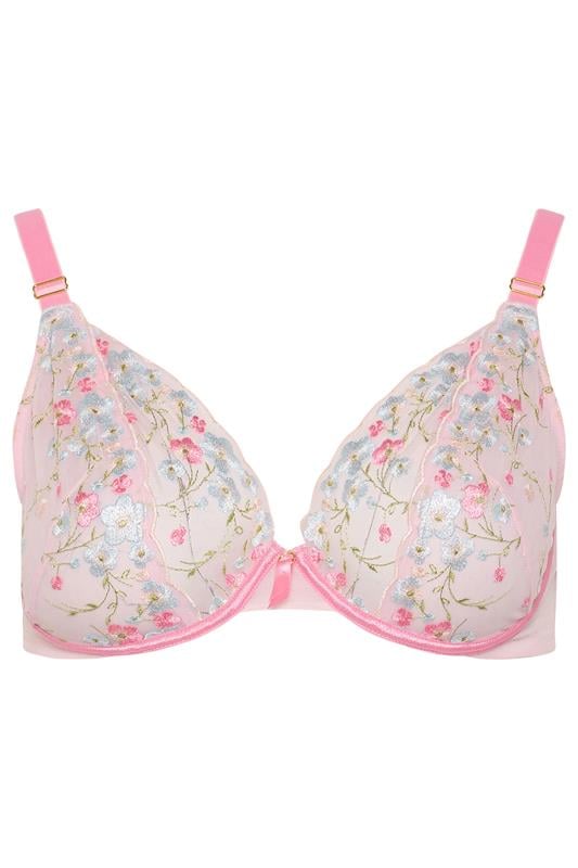 YOURS Curve Pink Lace Underwired Non Padded Bra