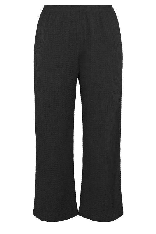 YOURS Plus Size Black Bubble Texture Wide Leg Trousers | Yours Clothing 5