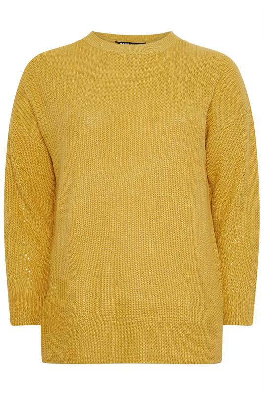 YOURS Plus Size Yellow Drop Shoulder Jumper | Yours Clothing 5