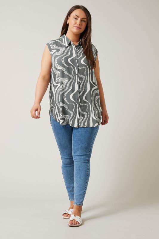 EVANS Plus Size Grey Abstract Print Tunic | Evans 2