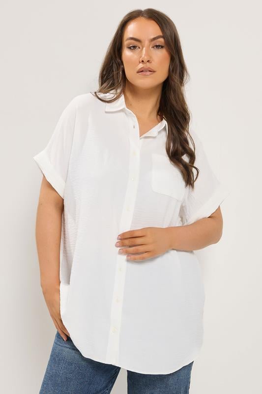  YOURS Curve White Grown On Sleeve Shirt