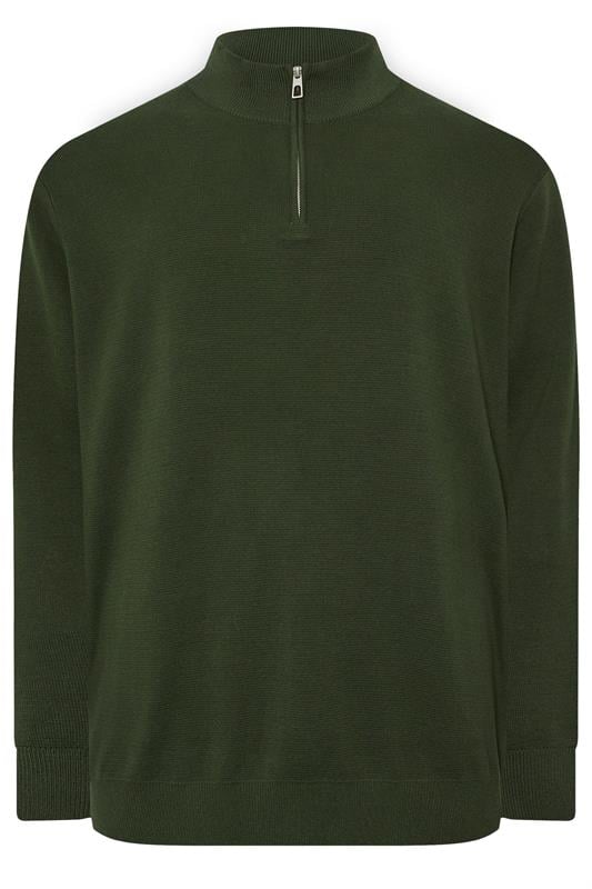 BadRhino Big & Tall Duffel Green Milano Quarter Zip Jumper | BadRhino 5