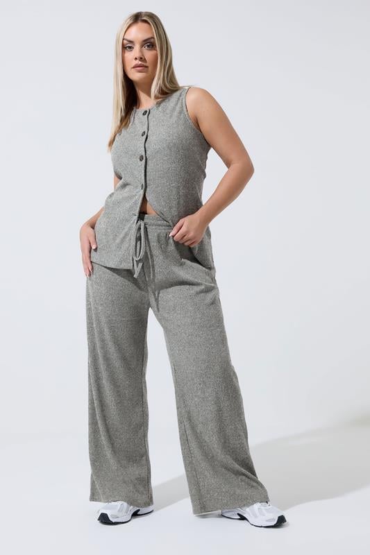  LIMITED COLLECTION Curve Grey Drawstring Wide Leg Trousers