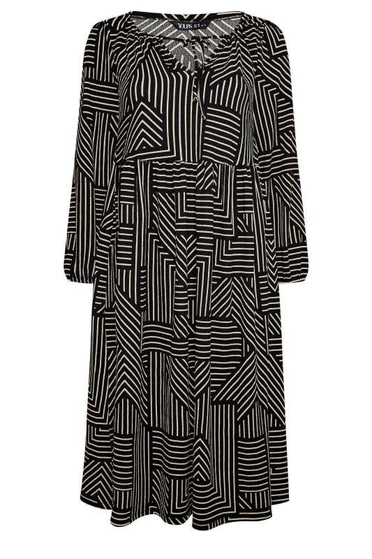 YOURS Curve Black Stripe Print Midaxi Dress | Yours Clothing 5