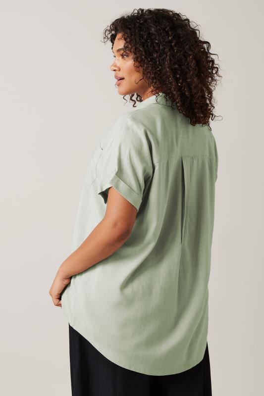 EVANS Plus Size Khaki Green Dipped Hem Shirt | Evans  3