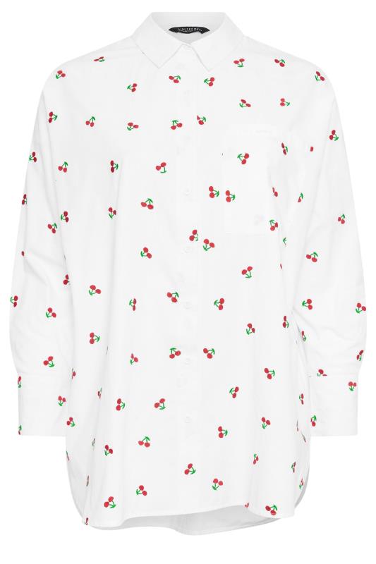 YOURS Plus Size White Embroidered Cherry Shirt | Yours Clothing 6