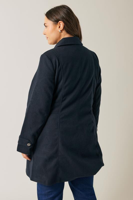 Evans Navy Button Detail Tailored Coat 3