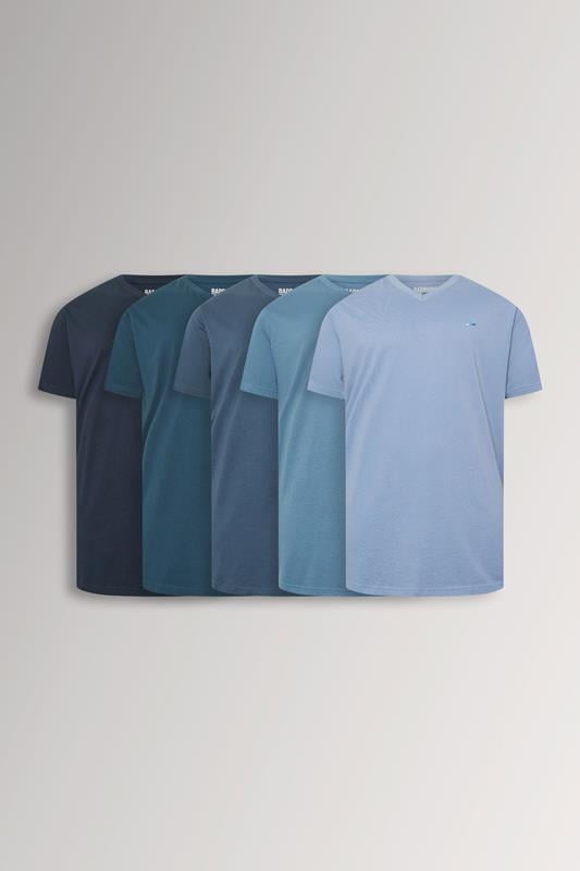 BadRhino Big & Tall Navy Blue 5 Pack V-Neck T-Shirts