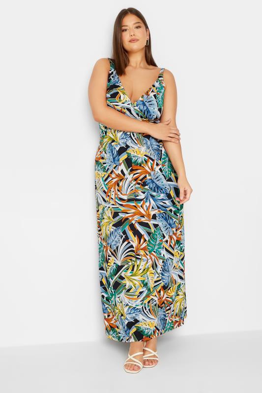 LTS Tall Green Palm Leaf Print Maxi Dress | Long Tall Sally  1