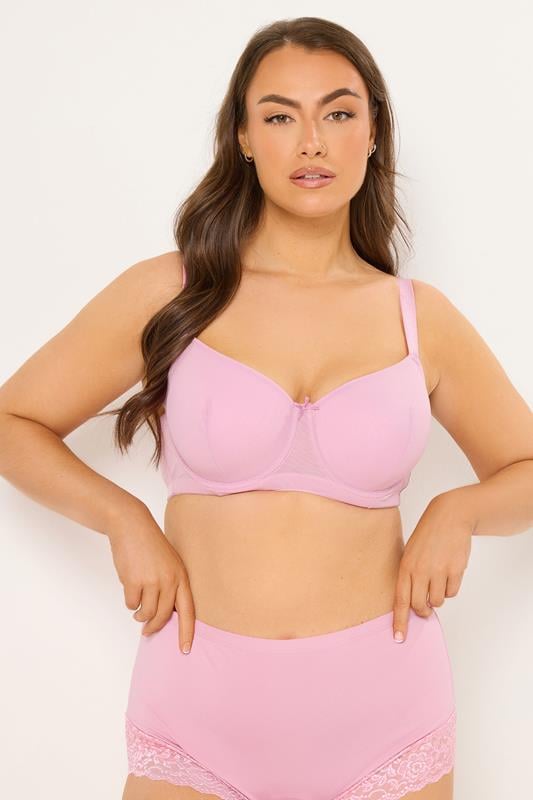 YOURS 2 PACK Plus Size Black & Pink Embroidered Padded Bras | Yours Clothing 4