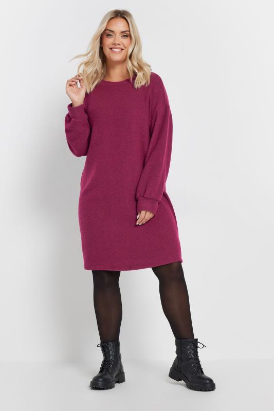 YOURS Plus Size Red Soft Touch Jumper Dress | Yours Clothing  2