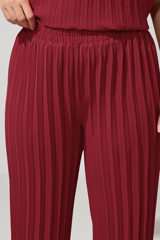 YOURS LONDON Plus Size Red Pleated Trousers | Yours Clothing 4