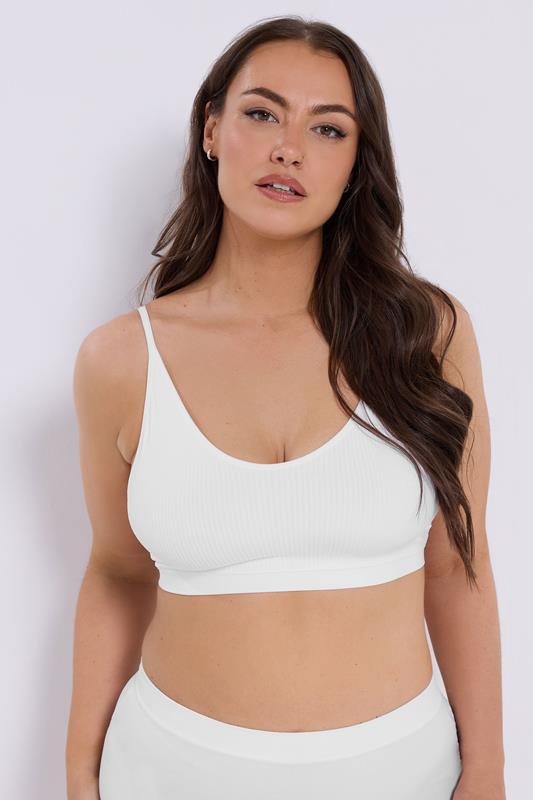 YOURSET 2 PACK Plus Size Black & White Seamless Padded Bralettes | Yours Clothing 2