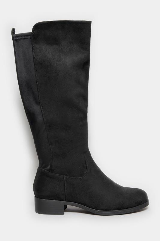 Black Stretch Knee High Boots In Wide E Fit & Extra Wide EEE Fit | Yours Clothing 3