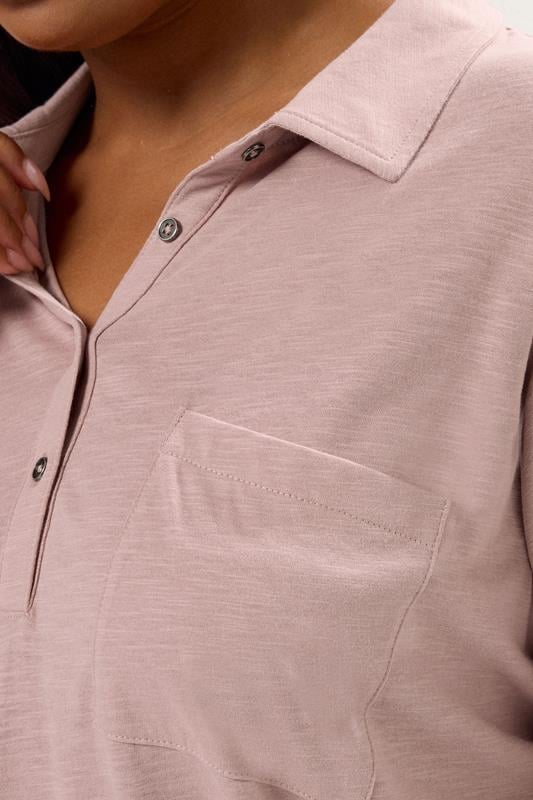 YOURS Plus Size Pink Cotton Placket Shirt | Yours Clothing 4