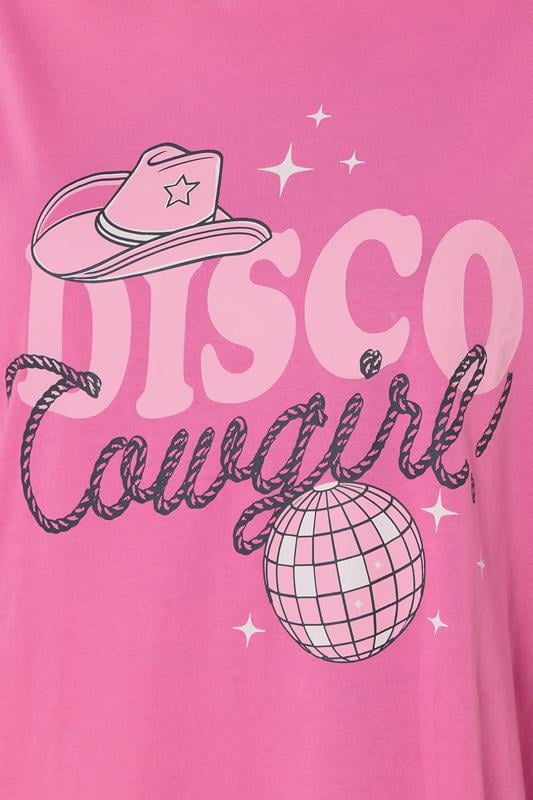YOURS Plus Size Pink 'Disco Cowgirl' Sleep Tee Nightdress | Yours Clothing 5