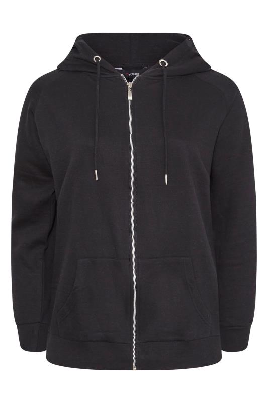 YOURS Plus Size Black Essential Zip Through Hoodie | Yours Clothing 7