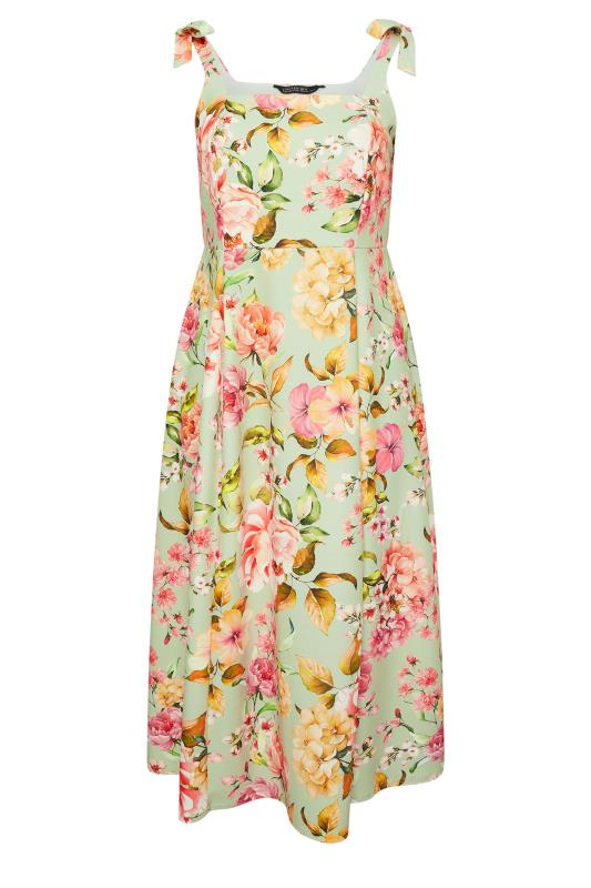 LIMITED COLLECTION Plus Size Green Floral Print Bow Strap Midaxi Dress | Yours Clothing 5