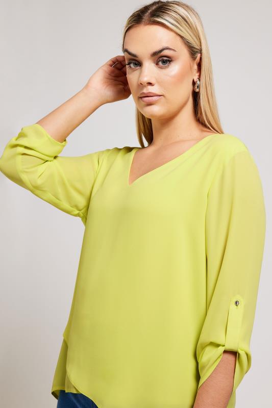 YOURS LONDON Plus Size Yellow Asymmetric Hem Blouse | Yours Clothing 4