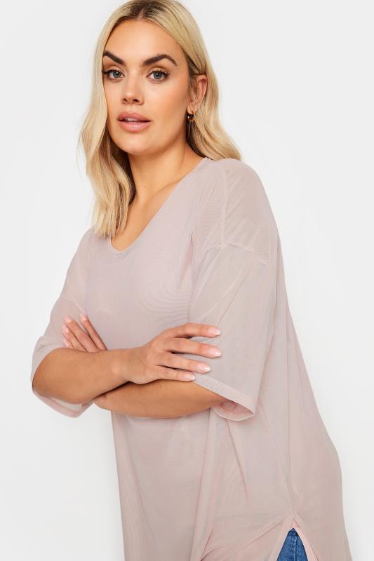 YOURS Plus Size Beige Brown Oversized Mesh Top | Yours Clothing 4