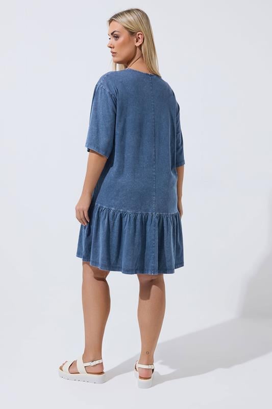 LIMITED COLLECTION Plus Size Blue Acid Wash Dress | Yours Clothing 2