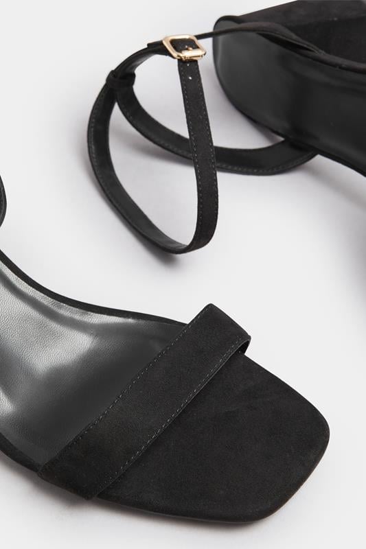 Black Faux Suede Block Heel Sandals In Extra Wide EEE Fit | Yours Clothing 5