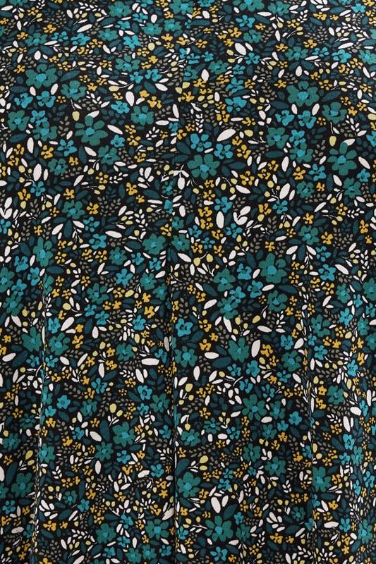 YOURS Plus Size Green & Blue Ditsy Floral Print Pleat Front Top | Yours Clothing 4