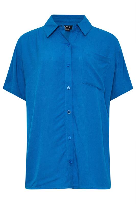 LTS Tall Women's Blue Crinkle Short Sleeve Shirt | Long Tall Sally  6