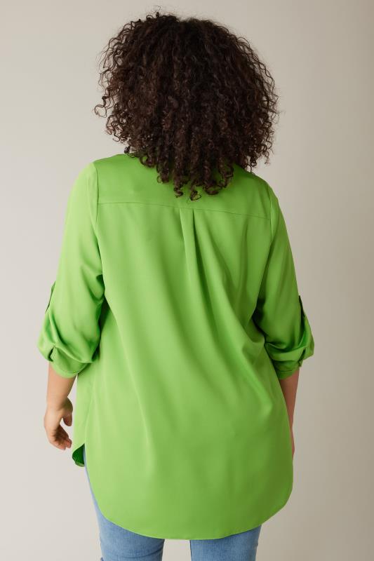 EVANS Plus Size Green Tab Sleeve Shirt | Evans  3