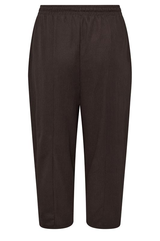 YOURS Plus Size Chocolate Brown Crinkle Barrel Trousers | Yours Clothing 2