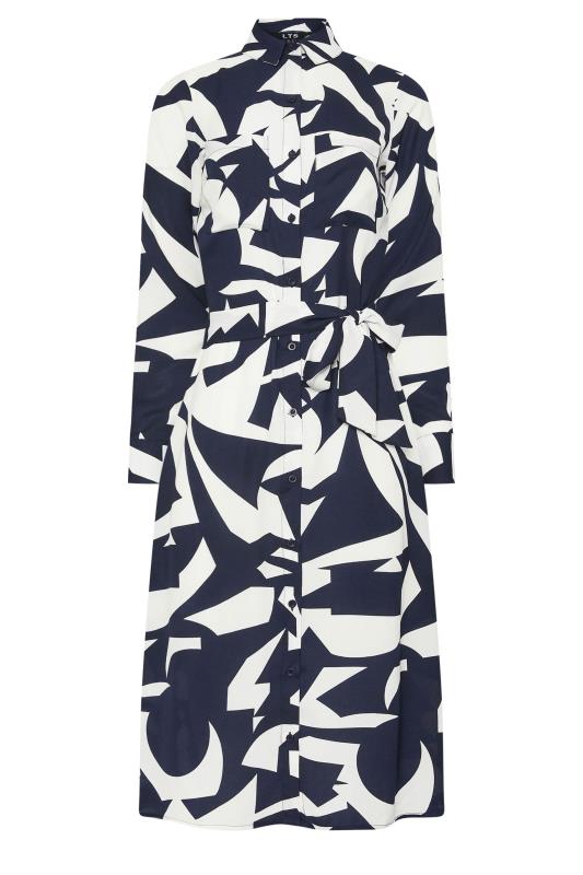 LTS Tall Women's Navy Blue Abstract Print Midi Shirt Dress | Long Tall Sally  4