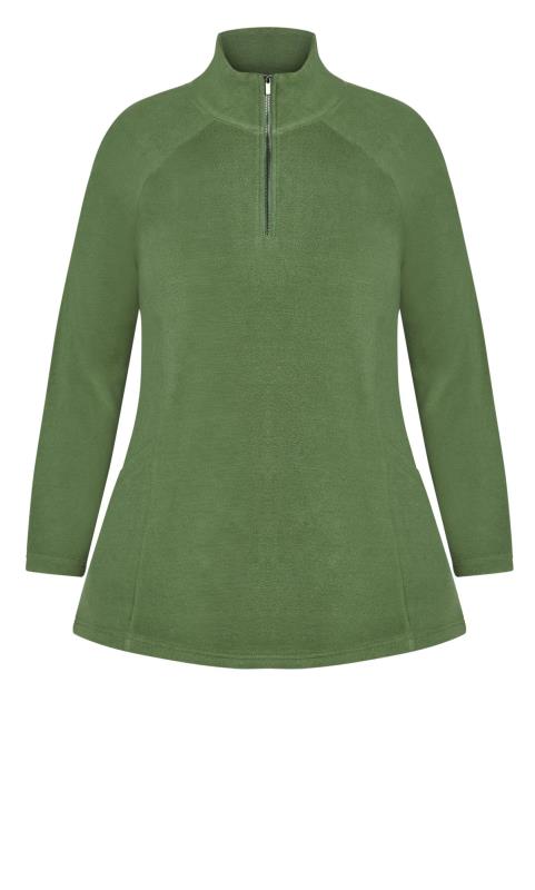 Polar Fleece High Neck Pocket Emerald Green Tunic 5