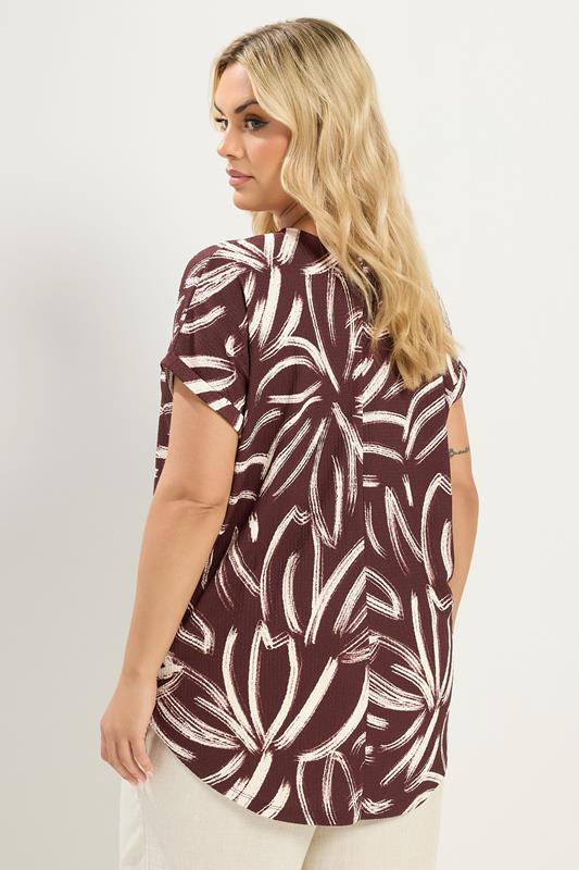 YOURS Plus Size Chocolate Brown Abstract Print Blouse | Yours Clothing 4