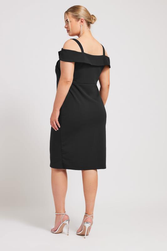 YOURS LONDON Plus Size Black Bardot Dress | Yours Clothing 4