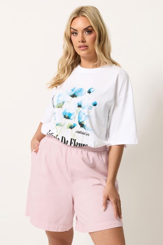 YOURS Curve Pink Denim Shorts