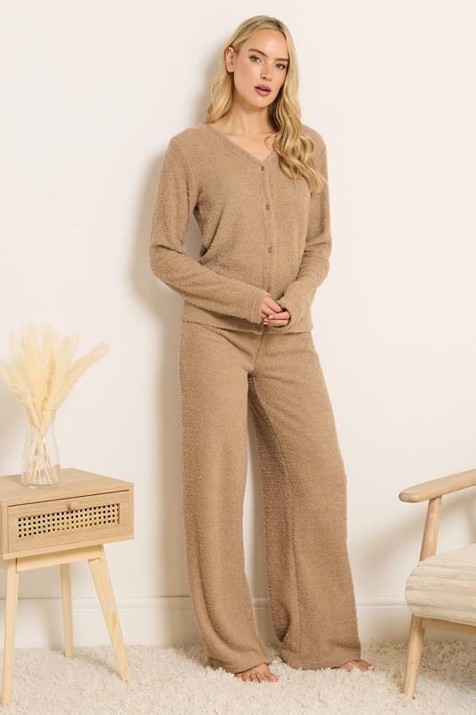 LTS Tall Camel Brown Chenille Wide Leg Trousers