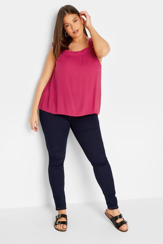 LTS Tall Women's Pink Crinkle Frill Top | Long Tall Sally 2