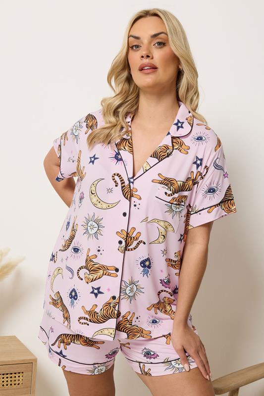 YOURS Curve Pink Soft Touch Celestial Short Pyjama Set