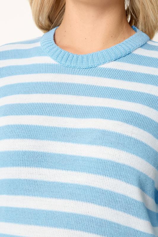 YOURS Plus Size Blue Striped Knitted Jumper | Yours Clothing 4