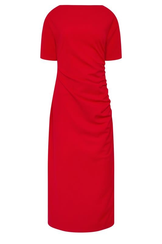 LTS Tall Women's Red Ruched Detail Midi Dress | Long Tall Sally 5