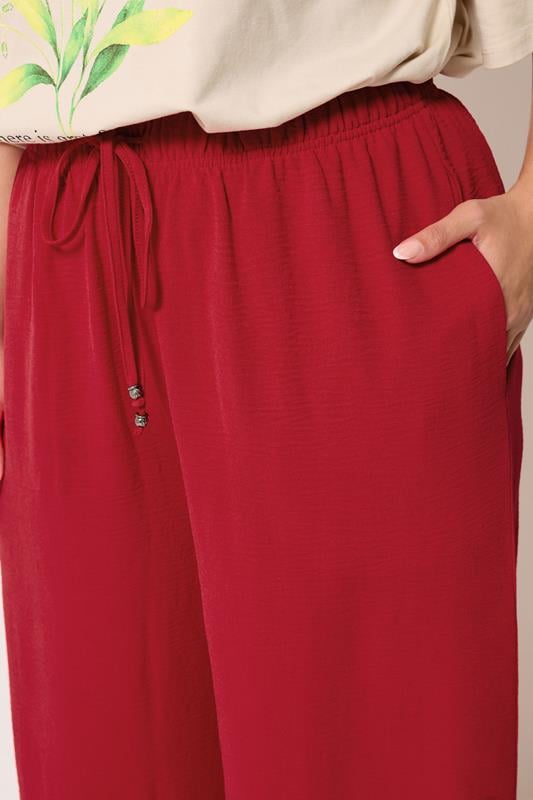 YOURS Plus Size Red Washed Twill Trousers | Yours Clothing 4