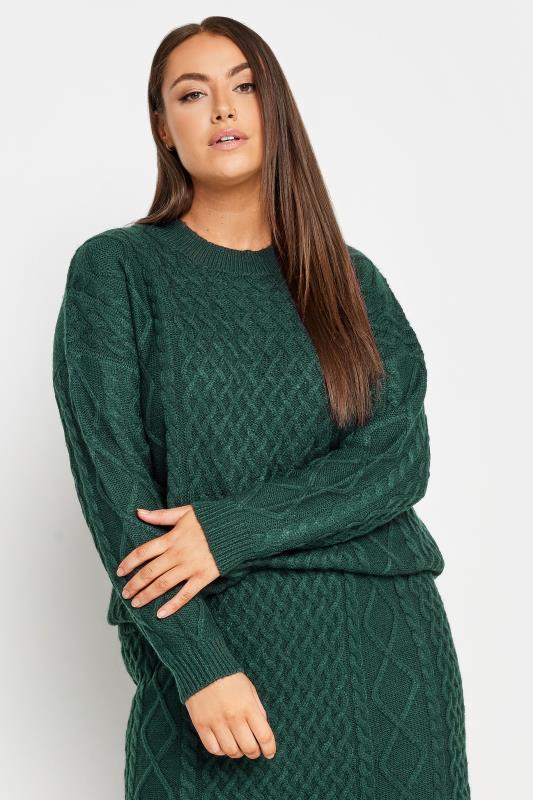 YOURS Plus Size Khaki Green Midaxi Knitted Jumper Dress