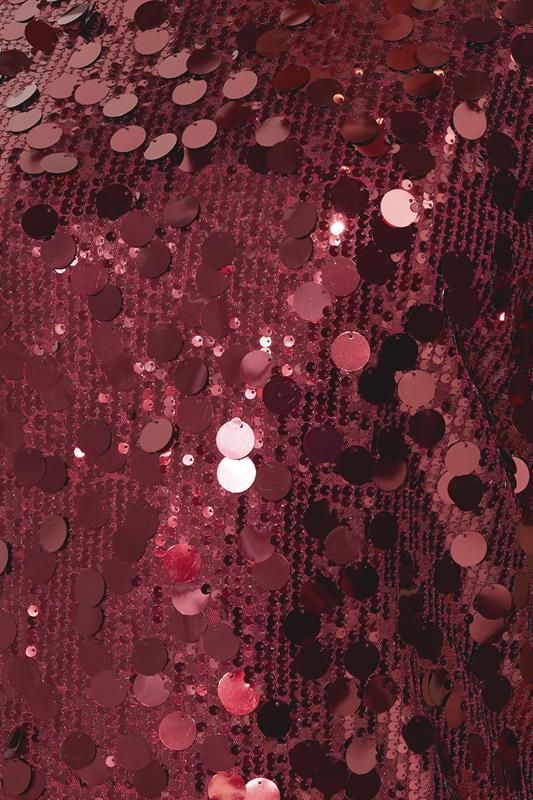 YOURS LONDON Plus Size Burgundy Red Sequin T-Shirt Dress | Yours Clothing 4