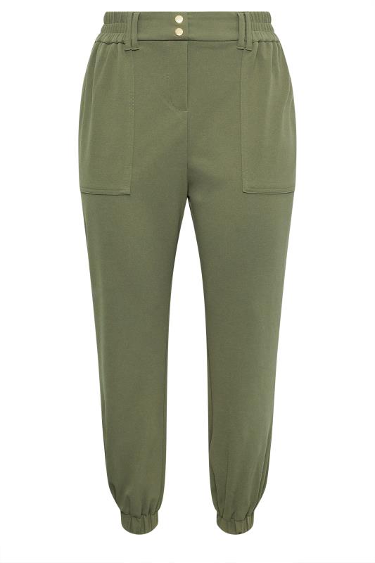 YOURS Plus Size Khaki Green Scuba Cuffed Cargo Joggers | Yours Clothing 5