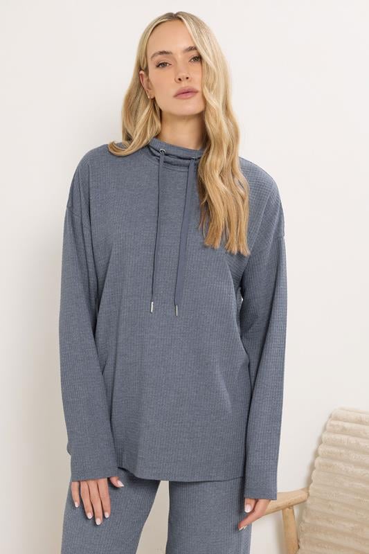LTS Tall Denim Blue Waffle Lounge Top