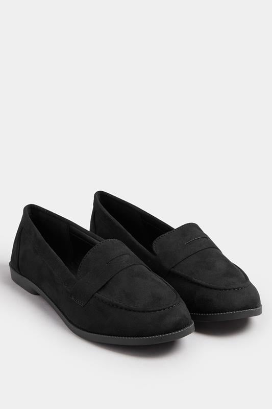  Yours Black Suede Loafers In Wide E Fit