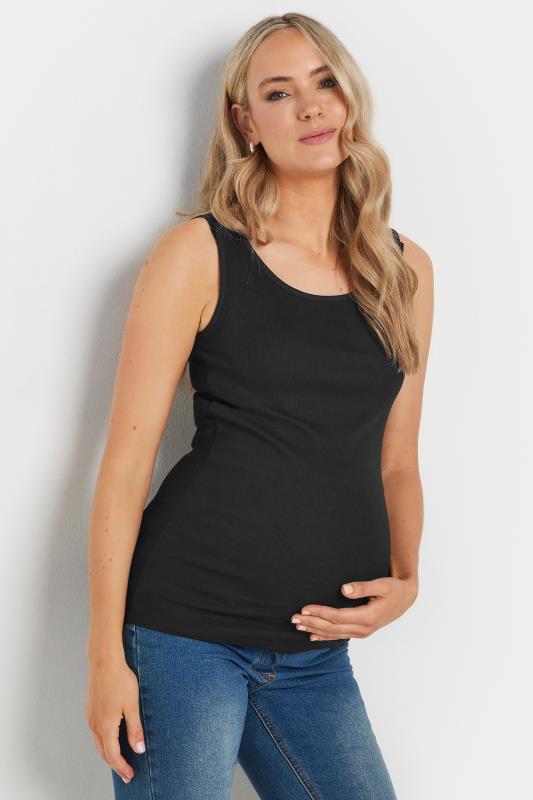 LTS Tall Womens Maternity Black Popper Fastening Nursing Vest | Long Tall Sally 1