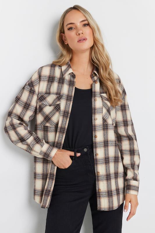 LTS Tall Natural Brown Check Cotton Shirt | Long Tall Sally 2