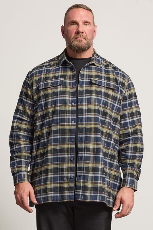  LYLE & SCOTT Big & Tall Blue & Green Brushed Cotton Check Shirt